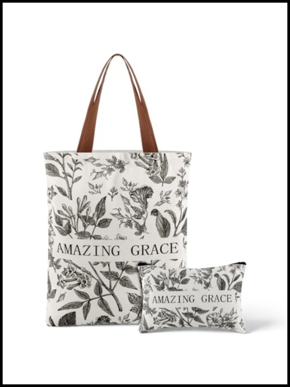 Christian Canvas Tote Bags 2 Pc Set Amazing Grace Cotton